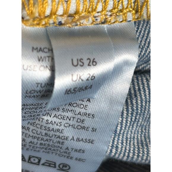 We The Free Jeans Womens 26 Mid Rise Destroyed Raw Hem Straight Crop Baggy Loose - Picture 9 of 14